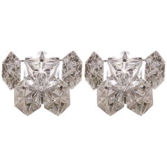 Pair of Excellent Chrome and Crystal Kinkeldey Sconces