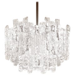Kalmar Ice Glass Chandelier in Two Tiers