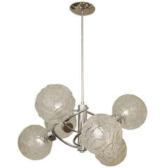 Elegant Spiral Chandelier in Nickel with Organic Glass Globes