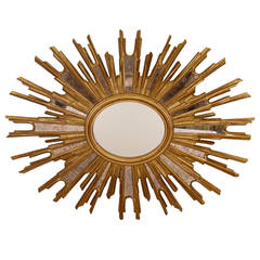 Belgian Oval Gilt Sunburst Mirror