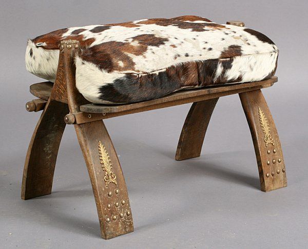 Unknown Pair of Cowhide (Camel saddle) Stools