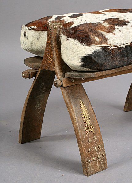 20th Century Pair of Cowhide (Camel saddle) Stools