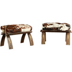 Pair of Cowhide (Camel saddle) Stools