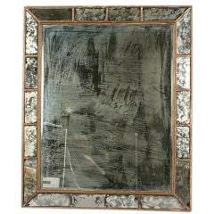 Grande Antiqued Mirror w/ Segmented Giltwood Framed Border
