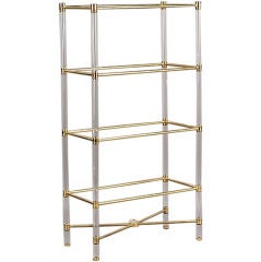 Lucite, Glass, and Brass Etagere