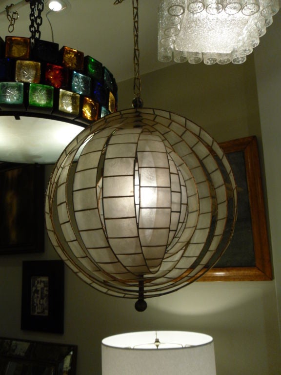 Spherical Capiz Hanging Fixture