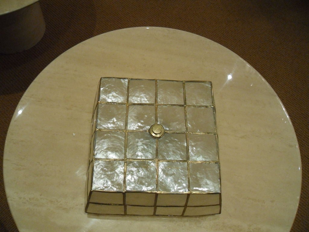 Capiz and Brass Flushmount Fixture