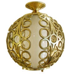 Brass Circle Motif Hanging Globe Light