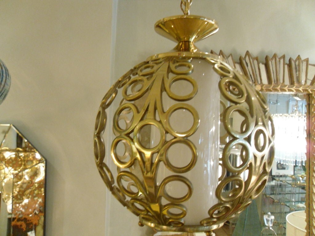Brass Circle Motif Hanging Globe Light