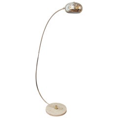 Brass Arc Lamp with Travertine Base
