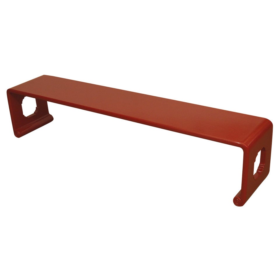 Asian Inspired Narrow Red Lacquer Bench