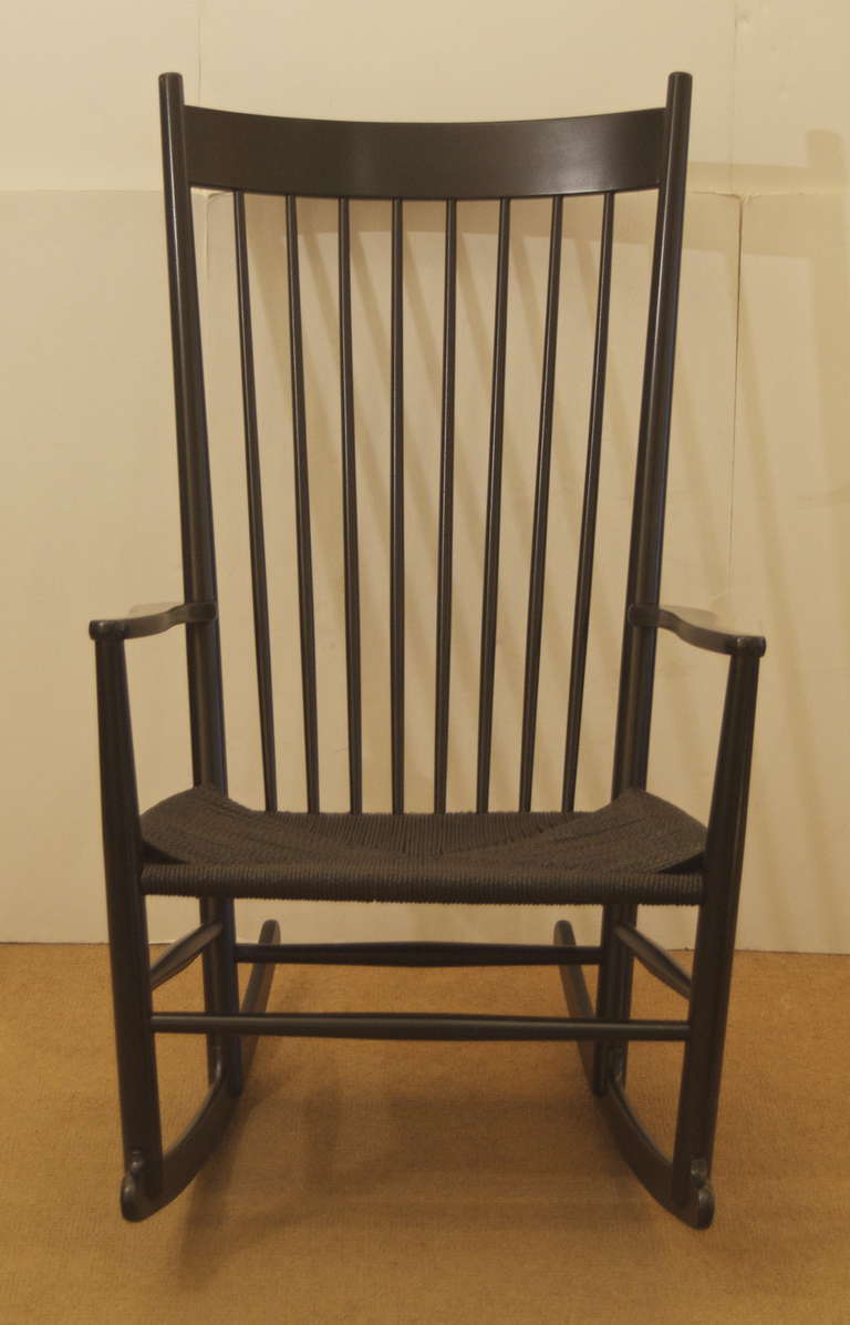 Mid-Century Modern Ebonized Hans Wegner Rocking Chair