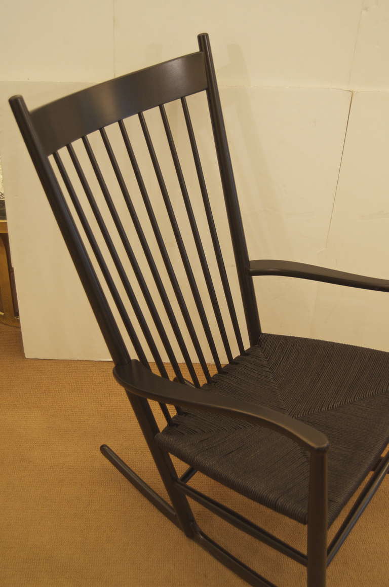 Ebonized Hans Wegner Rocking Chair In Excellent Condition In Stamford, CT