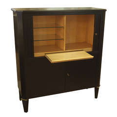 Ebonized Tambour Bar Cabinet in the Style of Maison Ramsay 12