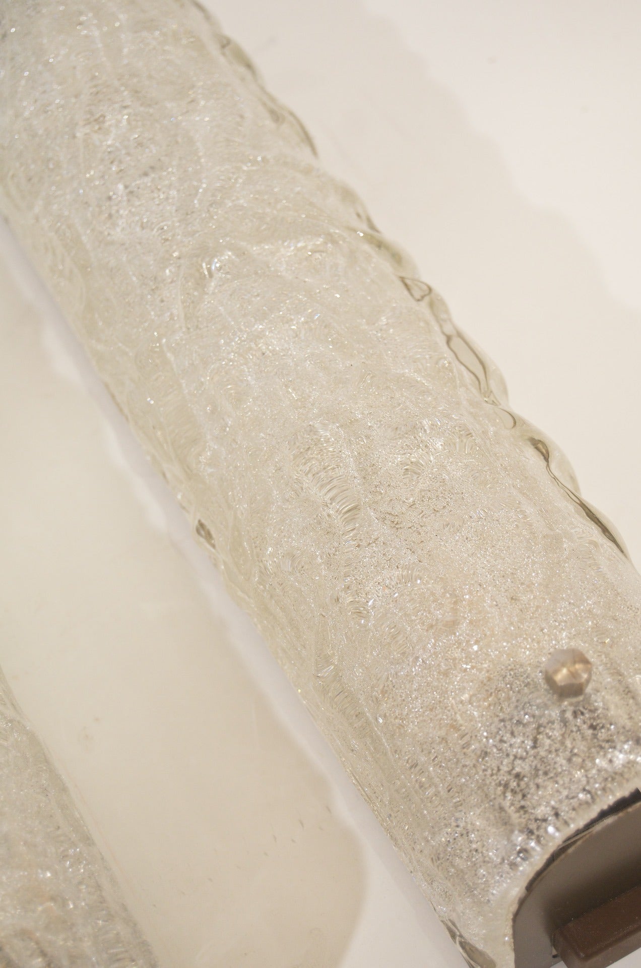 German Pair of Kalmar Style Ice Glass Vanity Sconces