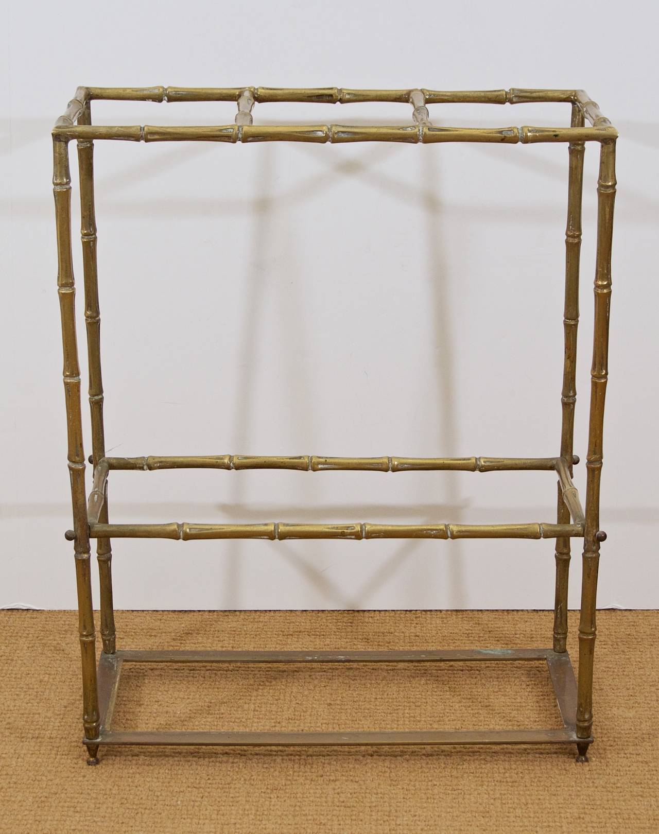 Mid-Century Modern Faux Bamboo Brass Umbrella Stand