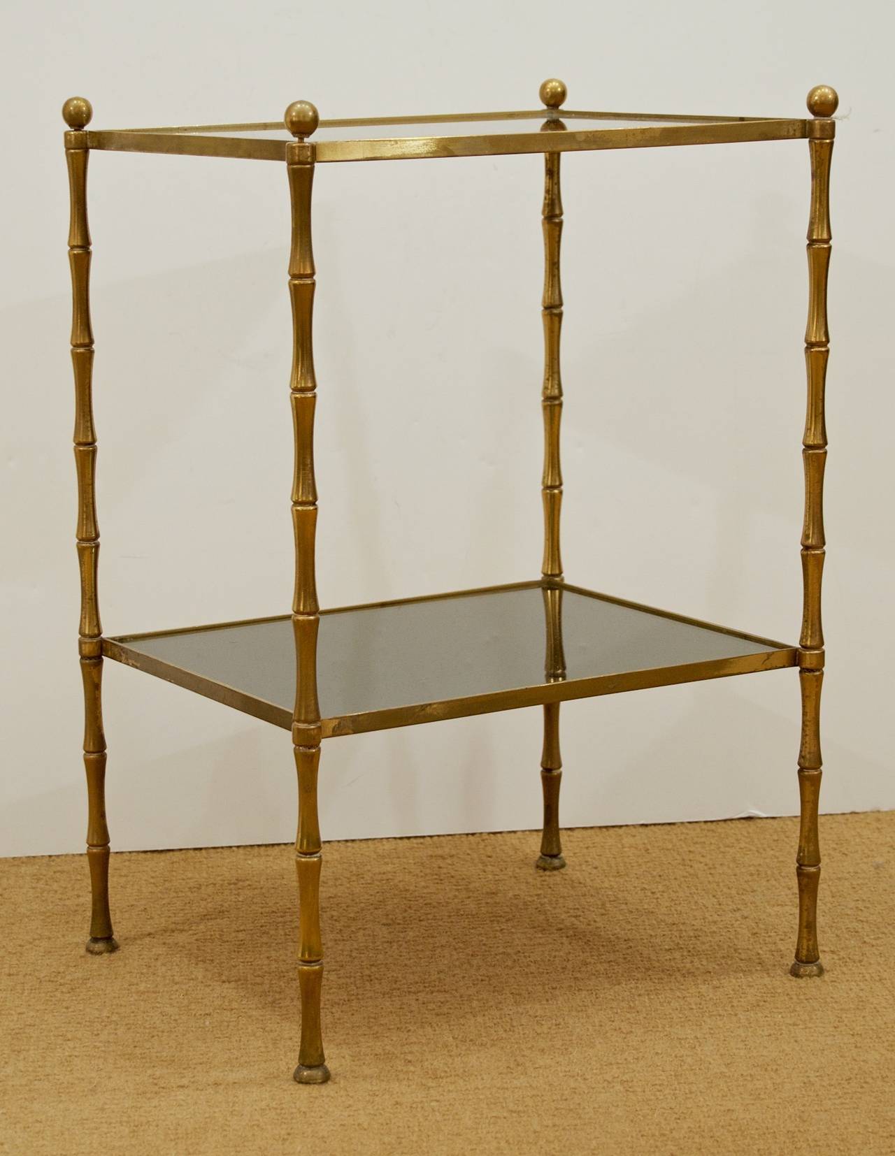 Regency Brass Faux Bamboo Two-Tiered Table