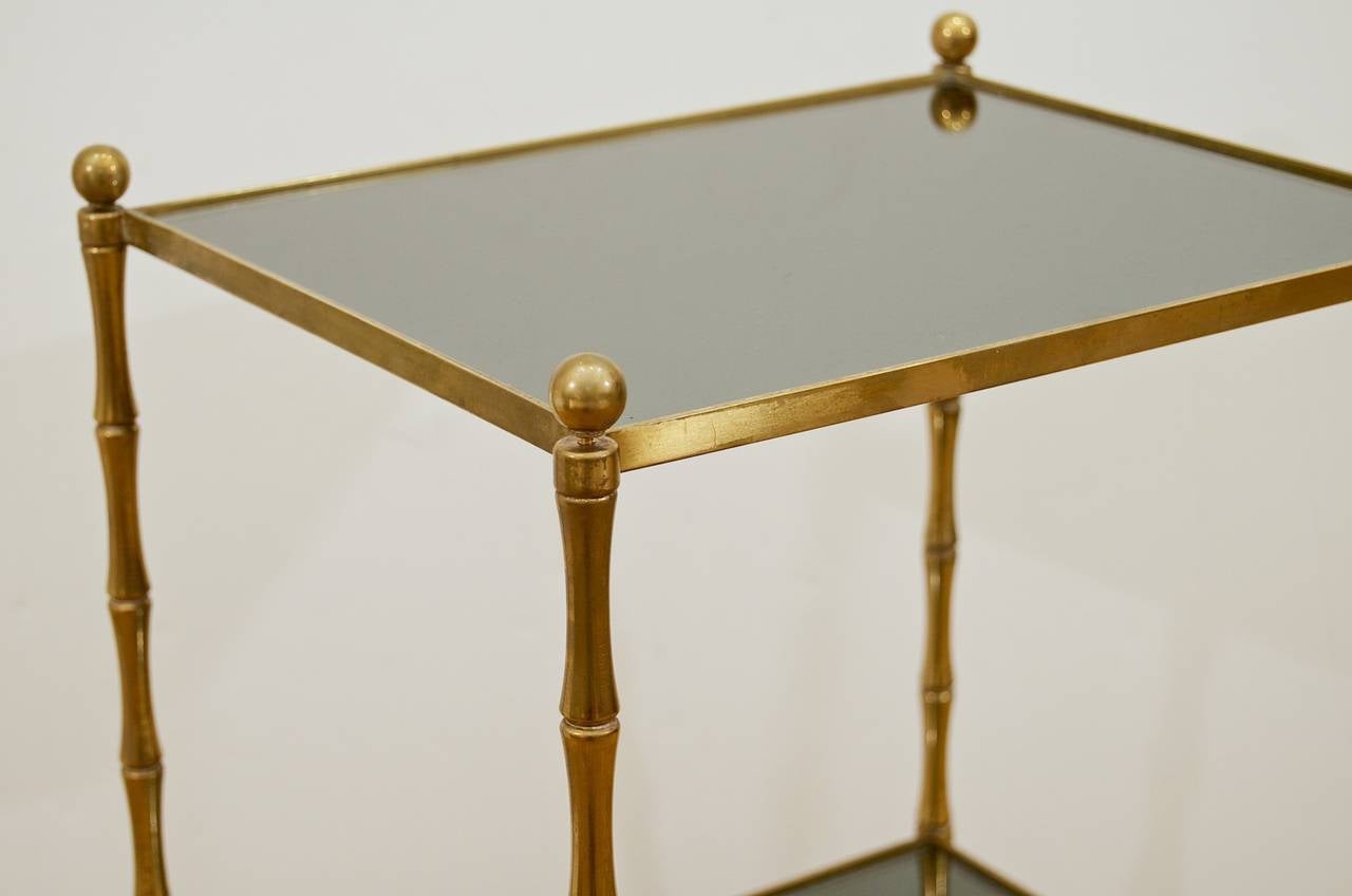 French Brass Faux Bamboo Two-Tiered Table