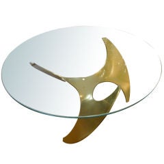 Sculptural Brass & Glass Coffee Table by Knut Hesterberg