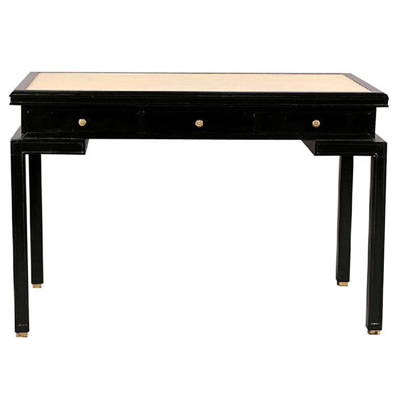 Ebonized Desk with Inset Leather Top