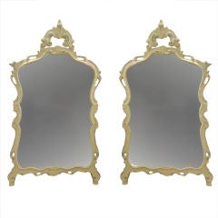 Pair of Louis XV Provincial Style Silver Gilt Cream Mirrors