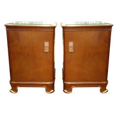 Pair of Leather Top Gilt Art Nouveau Night Stands/ Side Tables