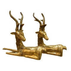 Pair of Polished Brass Stags Pair of Polished Brass Stags