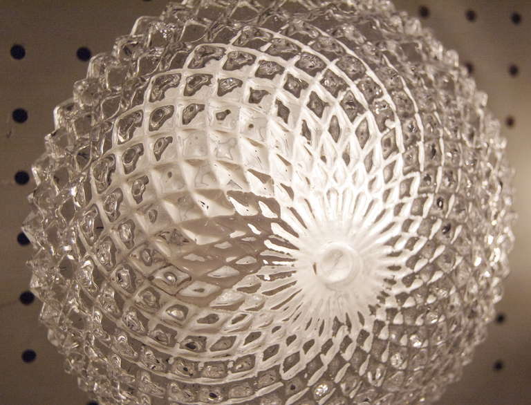 Austrian Petite Glass Faceted Flush Mount For Sale