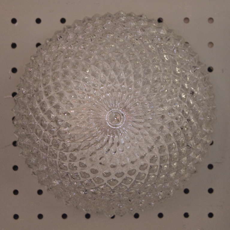 Petite Glass Faceted Flush Mount In Excellent Condition For Sale In Stamford, CT