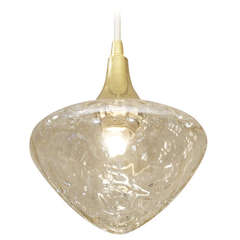 Amber Glass & Brass Pendant Light (3 Available)