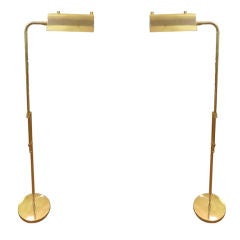 Pair of Von Nessen Adjustable Brass Floor Lamps