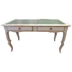White Distressed Jansen Style Desk with Gilt Detail