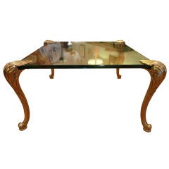 Solid  Brass Leg and Glass Coffee Table