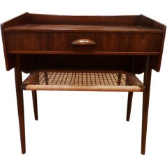 Danish Midcentury Rosewood Side Table  with Woven Shelf
