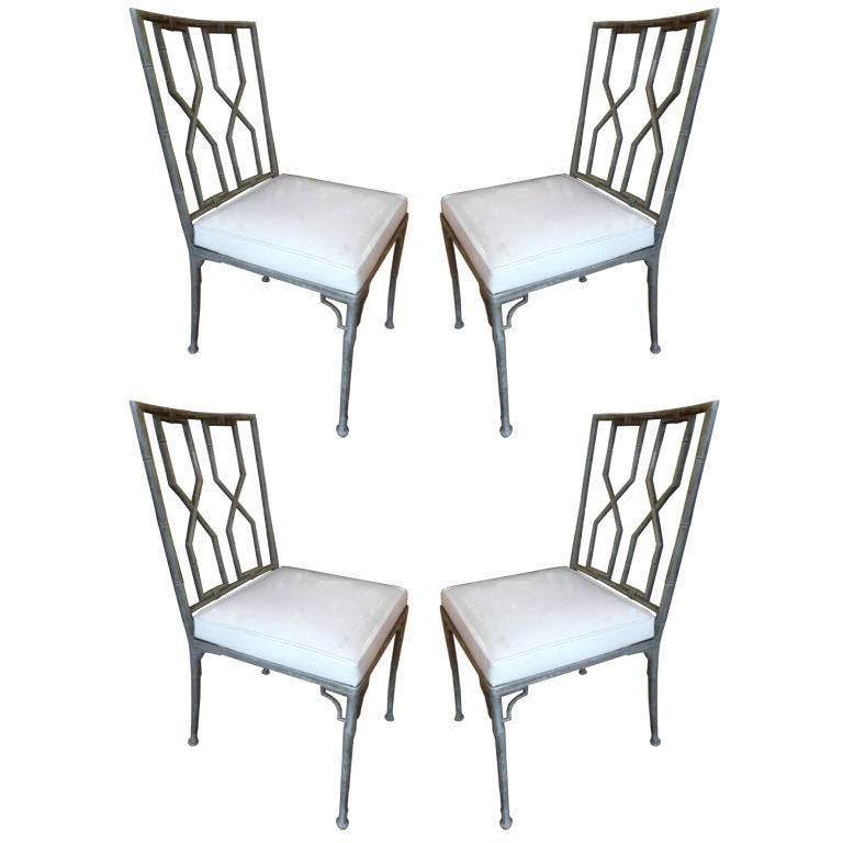 Set of Four Tole Bamboo Dining Chairs