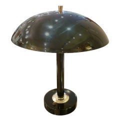 Large Dome Black and Brass Table Lamp