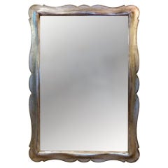 Large Regency Antiqued Silver Frame Mirror