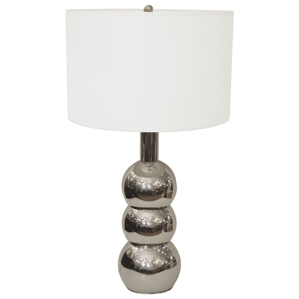Kovacs Style Stacked Chrome Orb Table Lamp For Sale