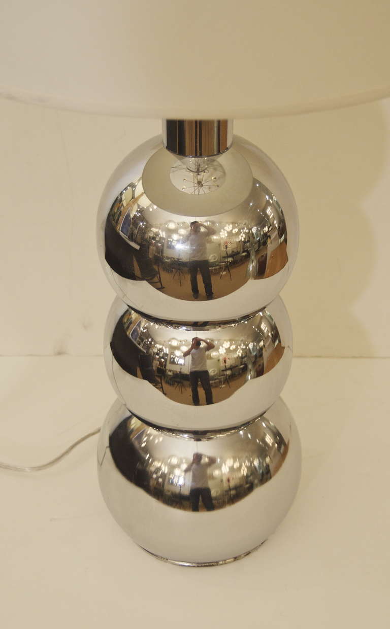 American Kovacs Style Stacked Chrome Orb Table Lamp For Sale