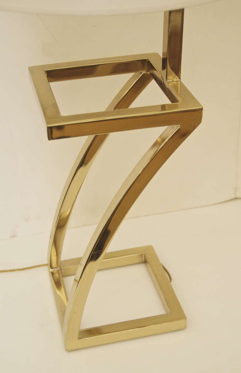 Brass Z Lamp In Excellent Condition For Sale In Stamford, CT