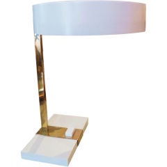 Vintage Brass and Cream Modernist Desk Lamp