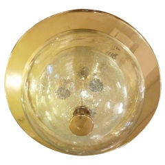 Hand Blown Double Orb Dome Brass and Glass Flushmount