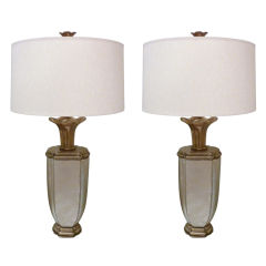 Pair Of Chapman Bronze and Aged Silver Gilt Table Lamps
