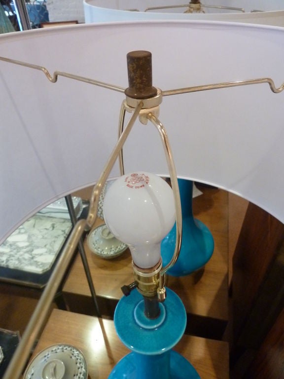 Ceramic Glazed Blue Table Lamp 1