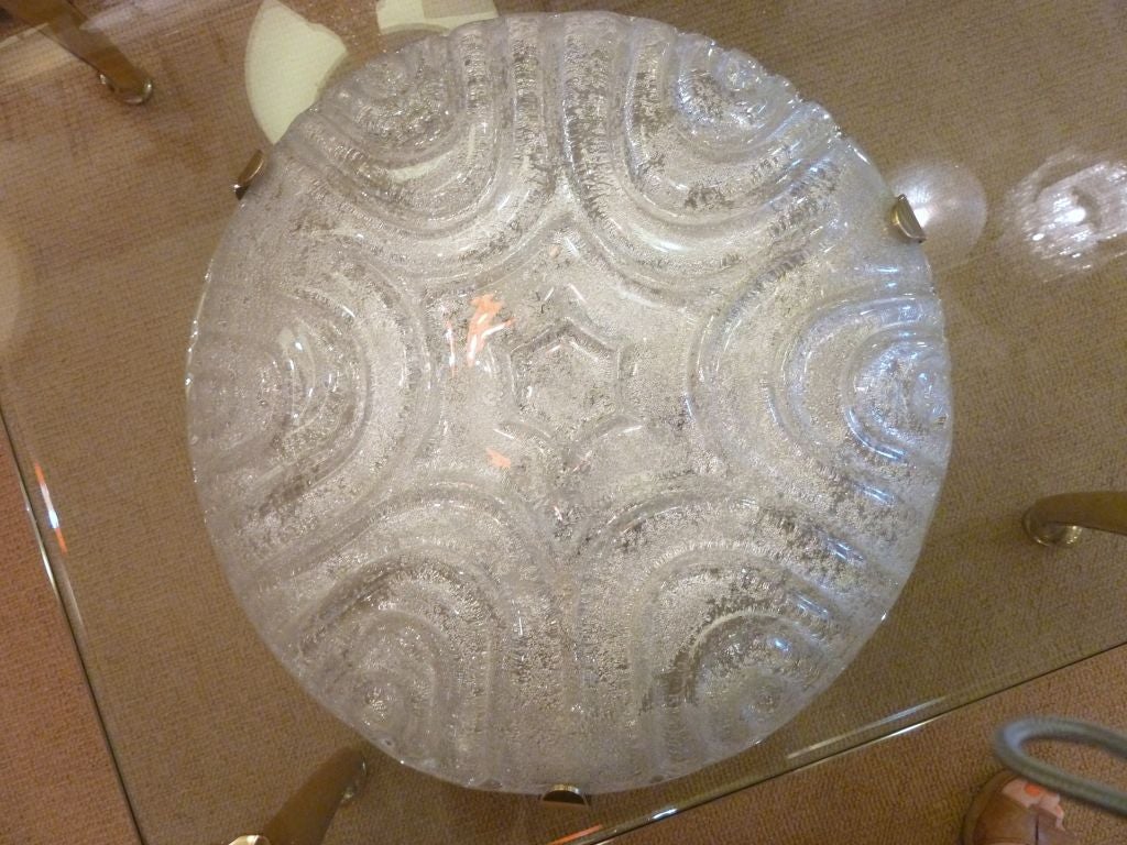 Art Deco Glass and Brass Flushmount Ceiling Light