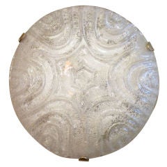 Art Deco Glass and Brass Flushmount Ceiling Light