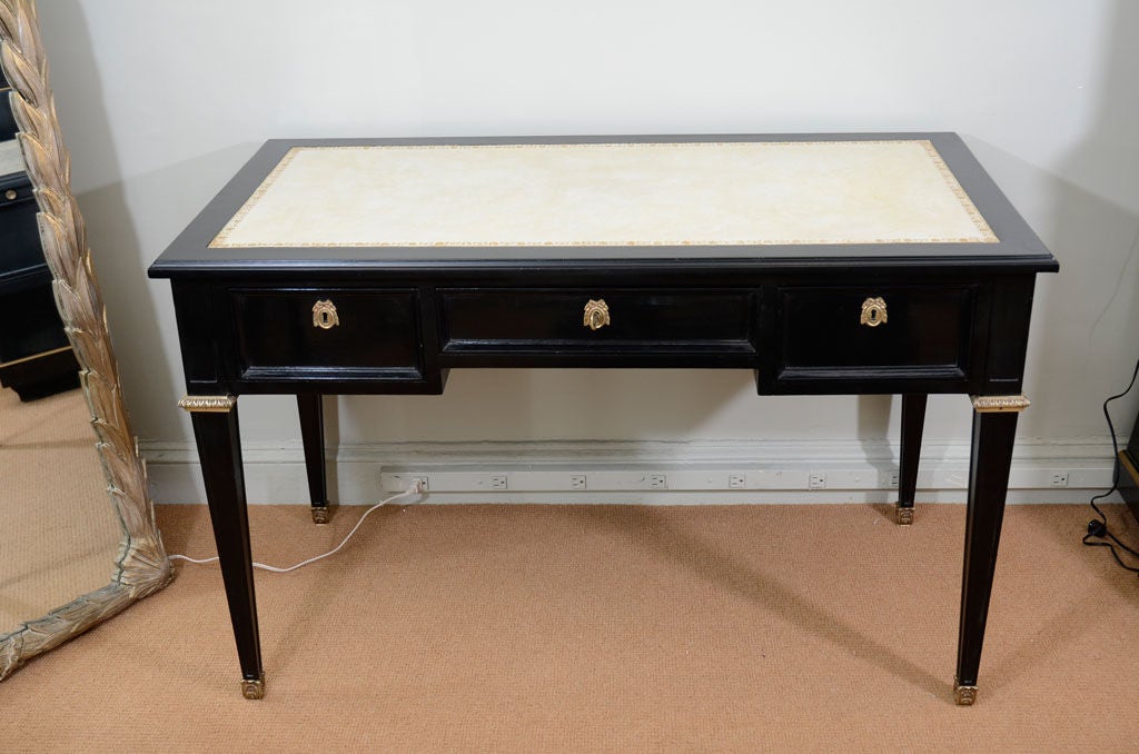 Jansen Ebonized and Brass Gilt Leathertop Desk