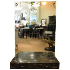Wall Mounting Mirror and Console with Faux Marble Drawers