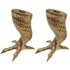 Pair of Brass Talon Candlestick Holders