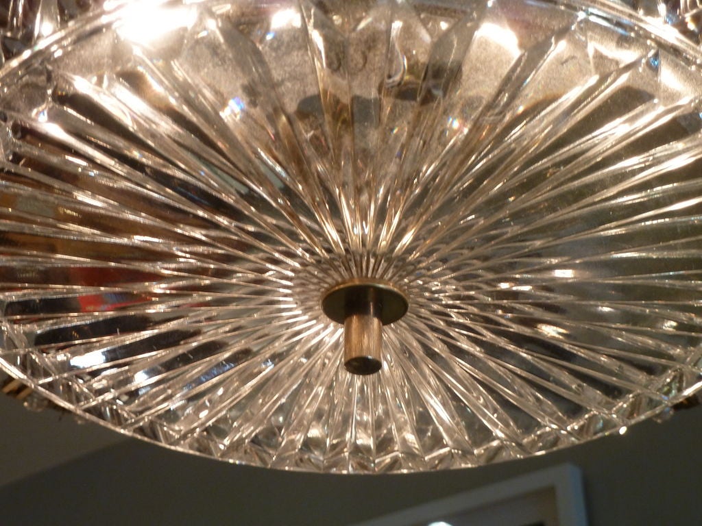 Large German Cut Crystal and Brass Chandelier